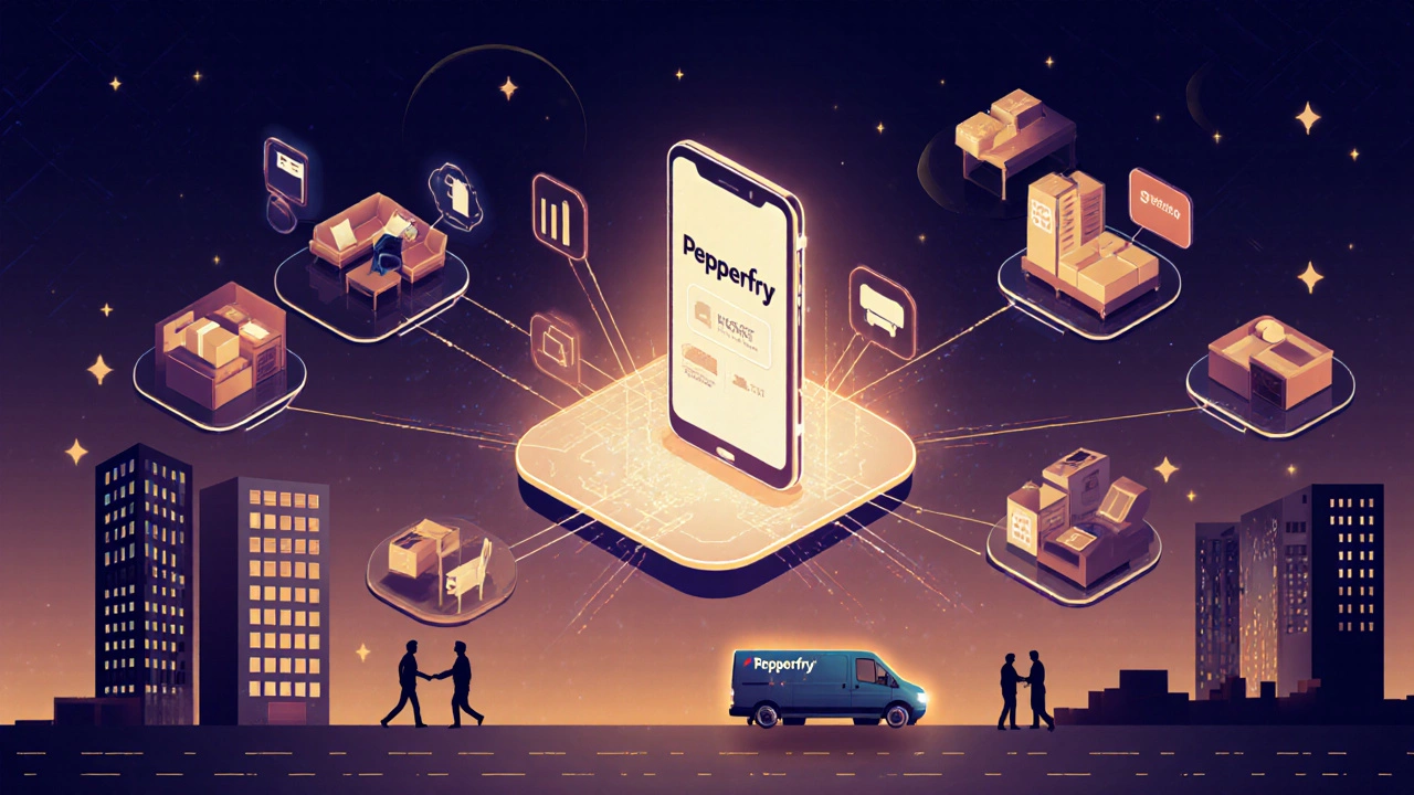 Digital network connecting small workshops to a central furniture platform