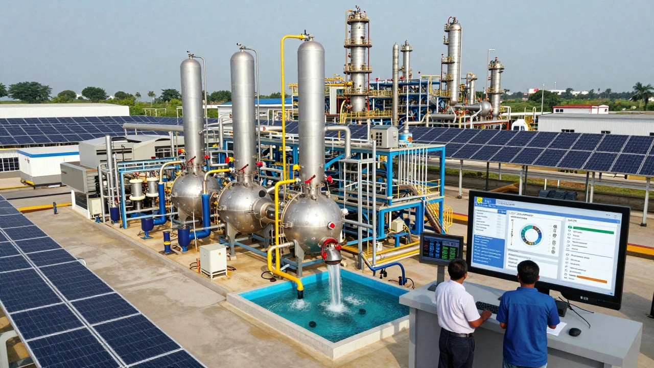 Modern Indian petrochemical plant with AI controls, zero flaring, and water recycling systems in operation.