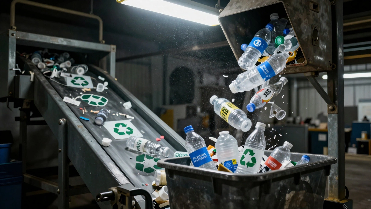A U.S. recycling facility where most plastic is discarded instead of recycled.