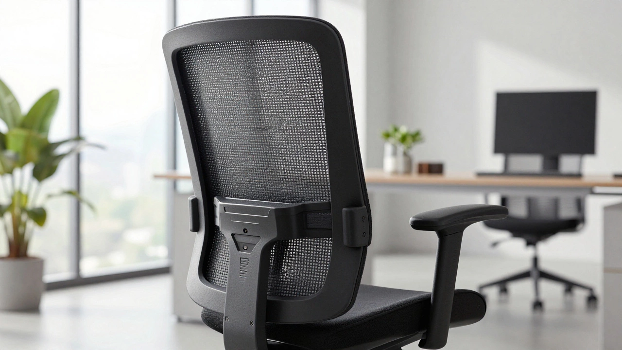 Close-up of a premium Herman Miller ergonomic office chair in a modern workspace.
