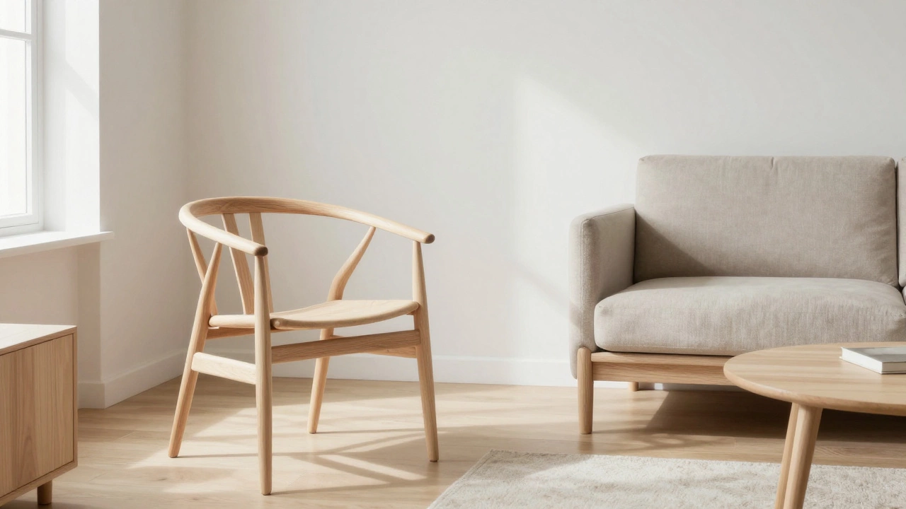 Minimalist Scandinavian wooden chairs in a bright, sustainable home