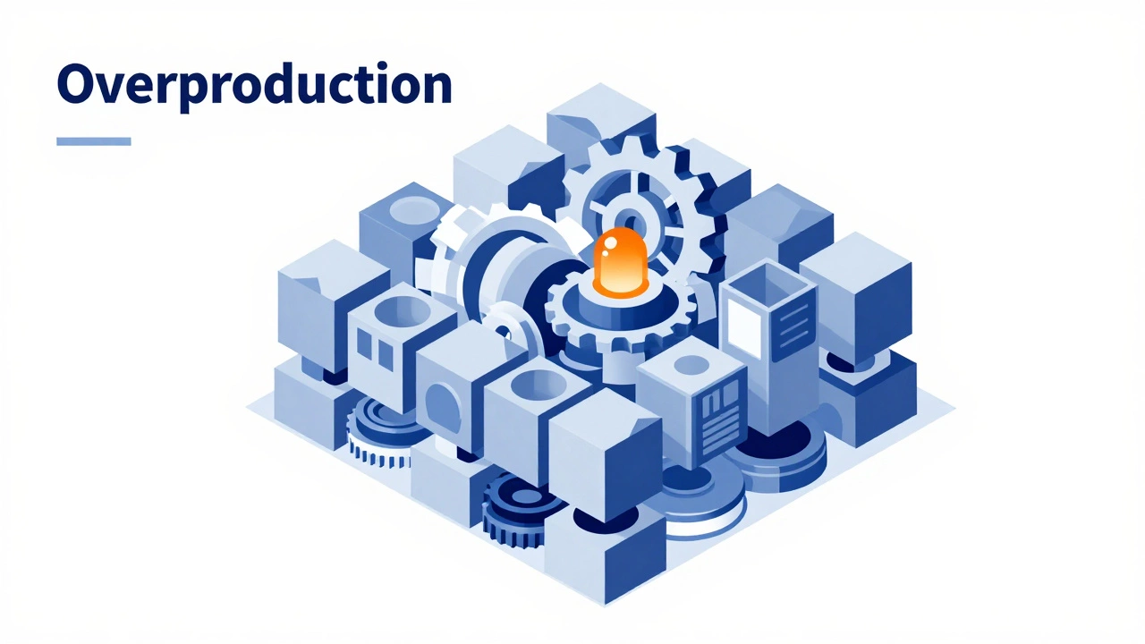 Conceptual art of overproduction burying efficiency in a manufacturing process