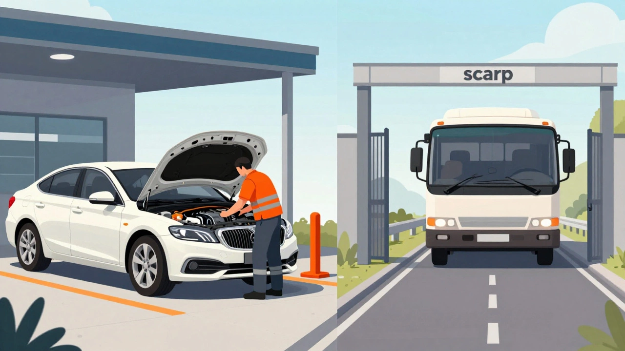 Private car passing fitness test vs commercial truck scrapped