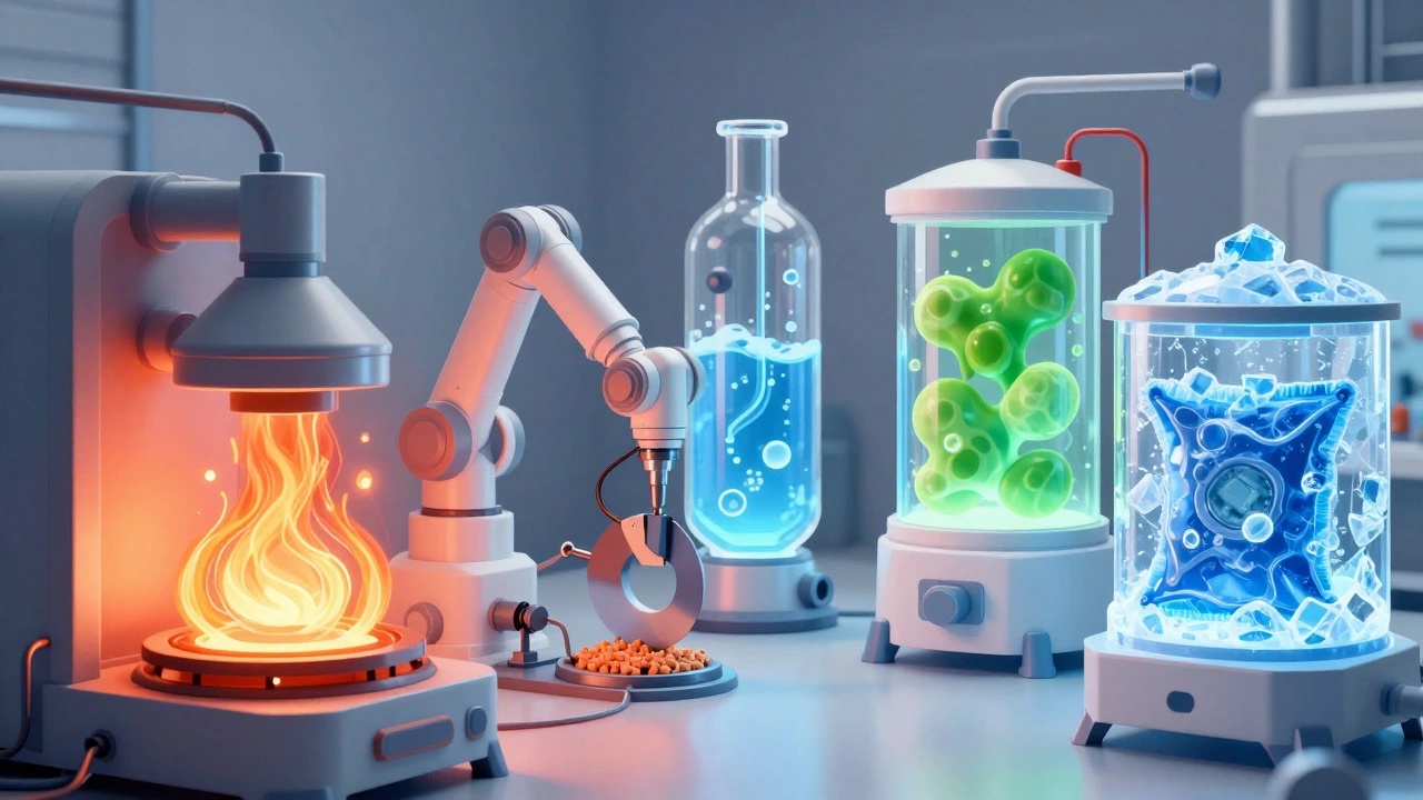 Abstract artistic representation of thermal, mechanical, chemical, biological, and preservation tech.