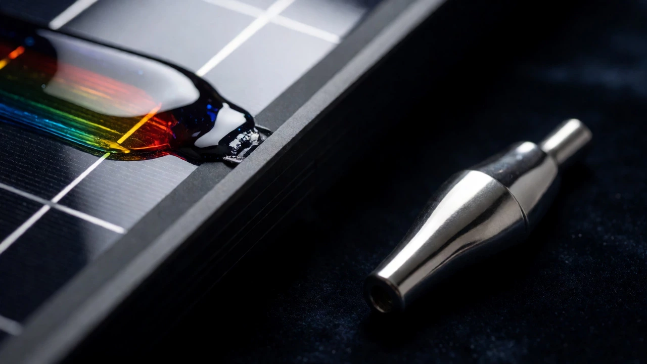 Macro shot of solar panel coating and medical implant materials